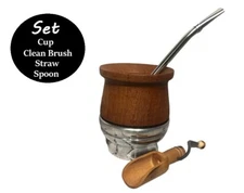 Yerba Mate Carob Wood Set. Traditional and Handmade mate carob. Mate algarrobo