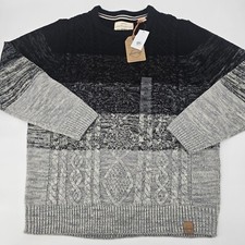 Weatherproof Vtg. Men's XL Acrylic Cable-knit Grey/Black Pullover Sweater 0181B