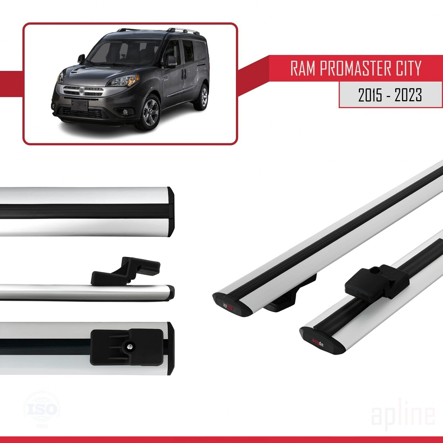 Barres de toit pour Ram Promaster City 2015 modèle Railing BASIC en alu