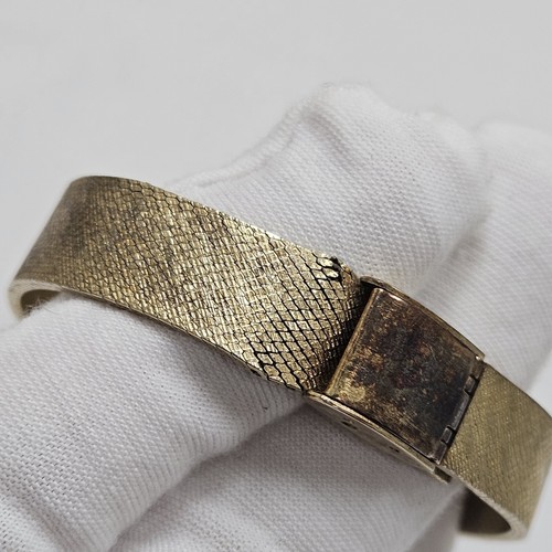 Vintage Dufonte Lucien Piccard Tank Watch Women Gold Tone Diamond Bezel Runs - Picture 7 of 14