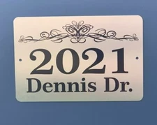 Personalized Home Address Sign Shiny Brushed Aluminum 12" x 8" House Plaque Sign