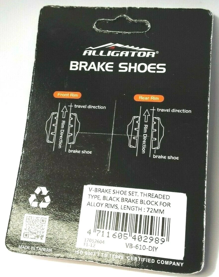 Juego de zapatas de freno ALLIGATOR freno en V 72 mm cocodrilo VB-610-DIY Foto 2 de 2
