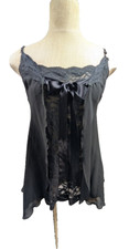 Victorias Secret Goth sheer Lace XS Slip Dress Black lingerie Grunge Y2K Vtg
