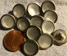 12 Silver Tone Edge Faux MOP Plastic Buttons Slightly Concave 9/16" 14mm # 3748