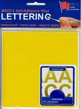 BECC Yellow Vinyl Lettering & Numbers 2mm-25mm Model Boats RC Cars Diecast Slot