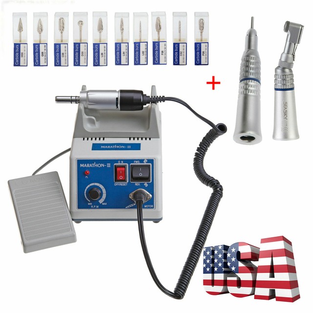 Dental Lab Marathon Motor 35K rpm +Straight Handpiece + Contra Angle
