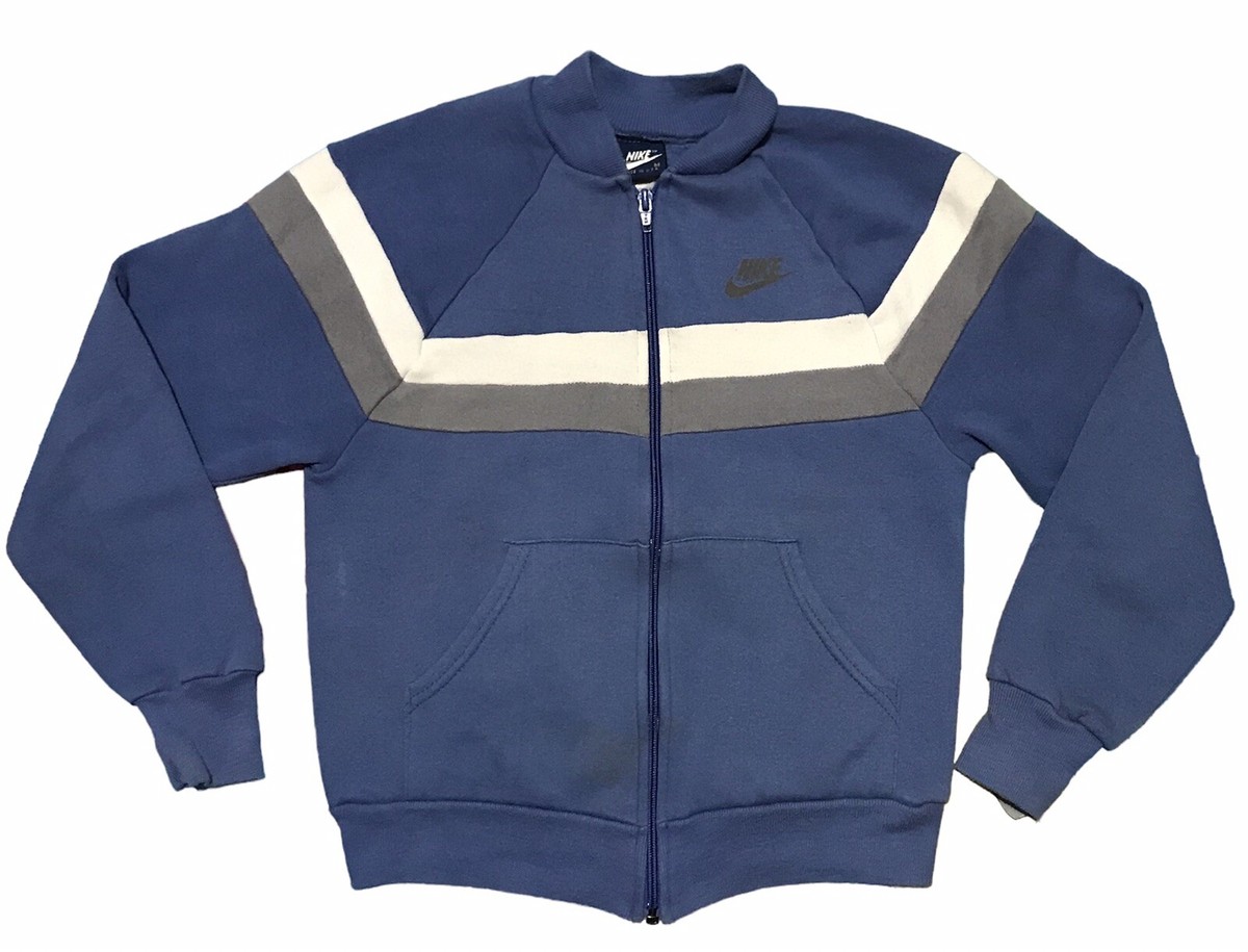 Vintage 80s Nike Zip Up Sweater Boys Size M Youth Track Jacket 