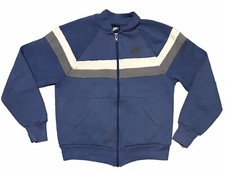 Vintage 80s Nike Zip Up Sweater Boys Size M Youth Track Jacket Navy