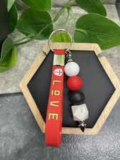 4" Silver-Tone Silicone Bead Love Scripture Keychain Purse Backpack New B2581