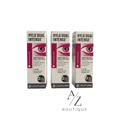 3x Hylo Dual Intense Lubricating Eye Drops Preservative Free 7.5ml Pack of 3