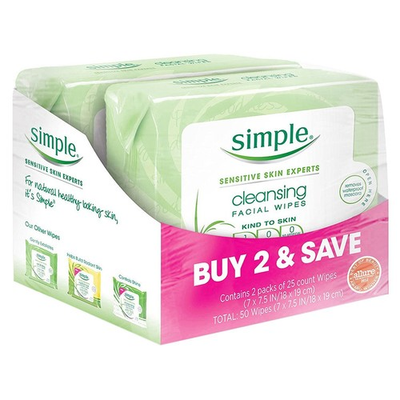 #ad Simple Kind to Skin Facial Wipes Cleansing 25 ct Twin Pack $15.99