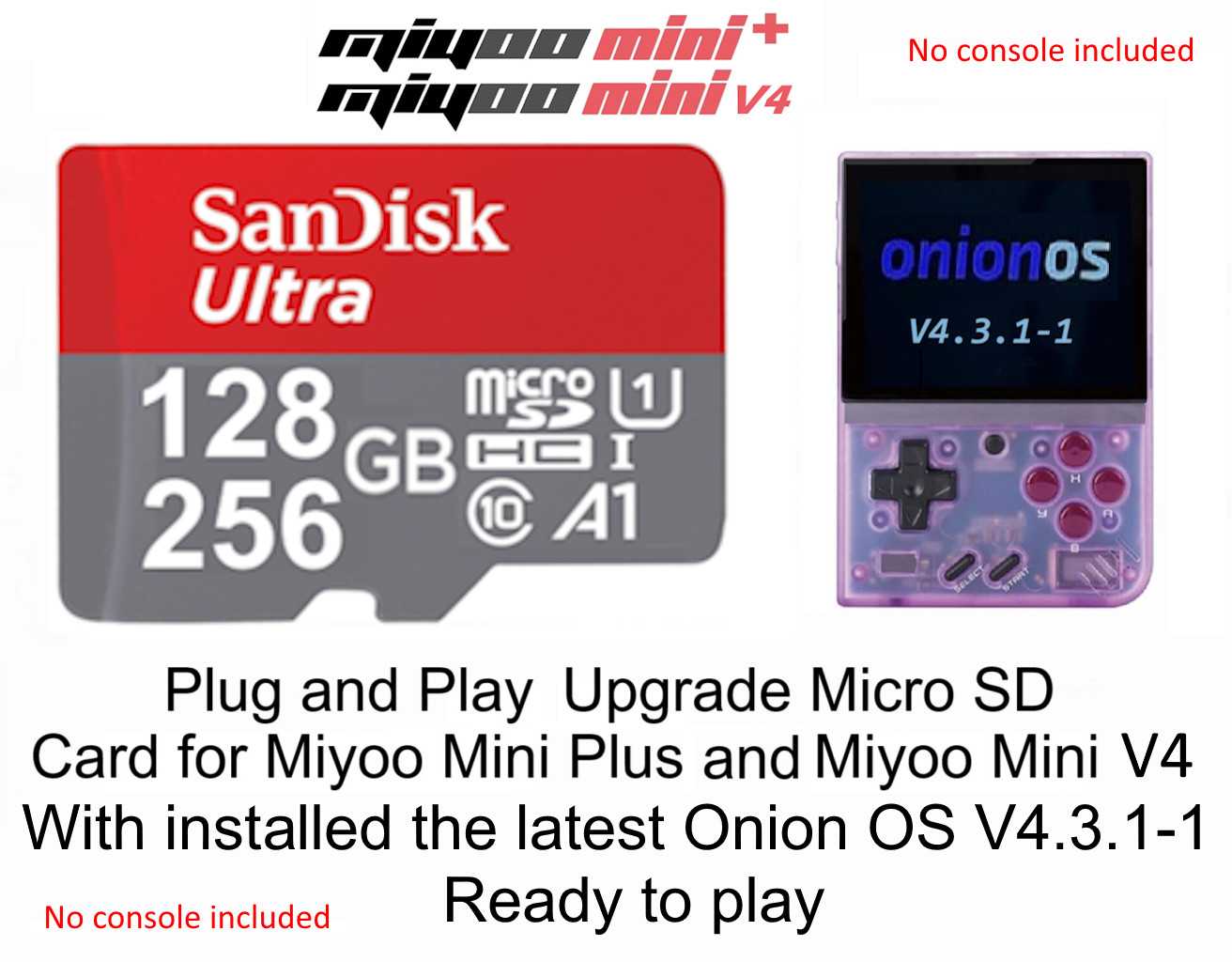 Plug & Play Upgrade 128GB/256GB SD Card with Onion OS for Miyoo Mini Plus & V4