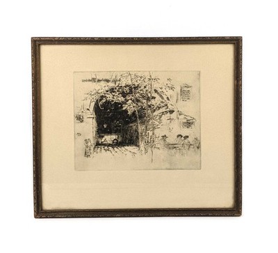 Antique Venice Scene Etching Print After James Mcneill Whistler Framed