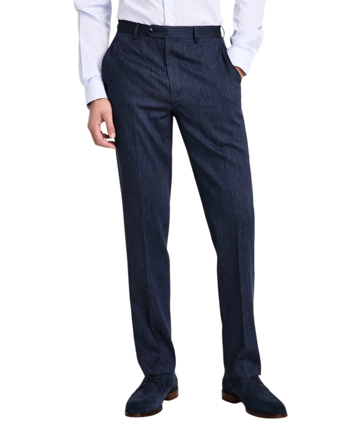 Michael Kors Mens Classic fit Dress Pants 40 / 32 Navy Blue Striped Linen
