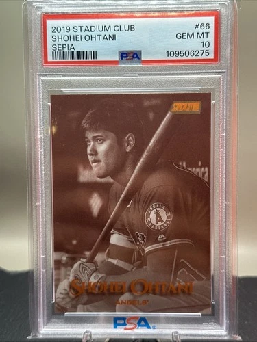 Shohei Ohtani 2019 Stadium Club Orange Sepia #66 POP-1 SP PSA 10 Gem Mint Rare