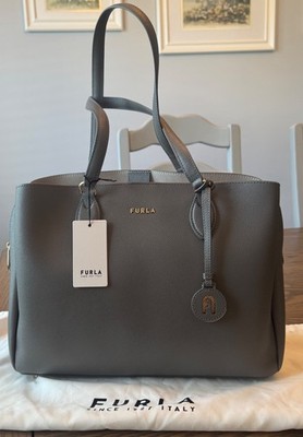 NWT Furla Gray Minerva Leather Tote / Shoulder Bag / Crossbody WB00445 & Db