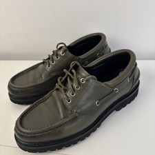 Scarpe da barca eleganti Zara Origins da uomo in pelle verde taglia uk 9 suola VIBRAM VI-lite