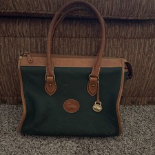 DOONEY  BOURKE Vintage All Weather Leather Green Tan Satchel/Top Handle