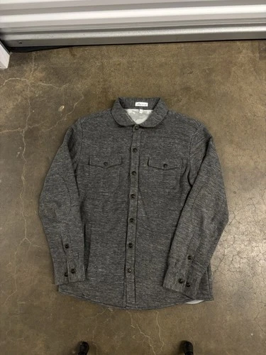 Peter Millar Mens M Gray Cotton Linen Knit Shacket Shirt Jacket Camo Lined - product listing photo