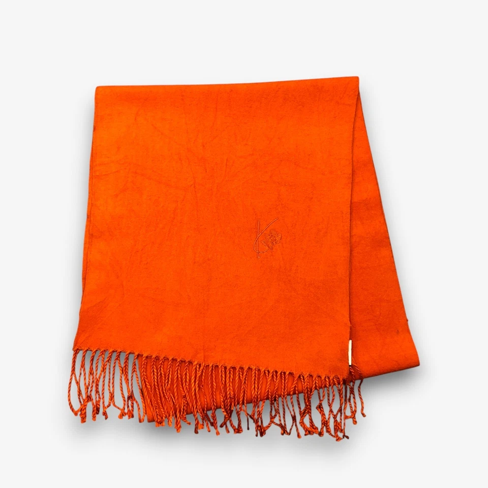 Kenzo Wool Scarf Vintage Classic Fringe Christmas Neckwear Winter Scarves 12x56 - Image 3 of 4