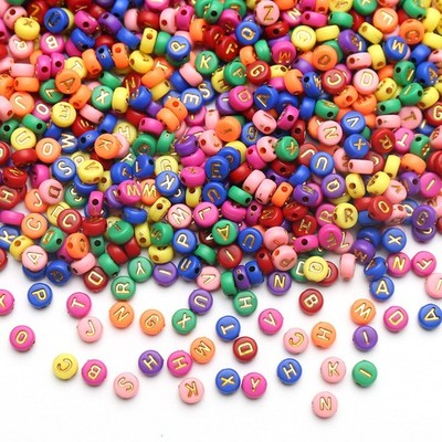 1000pcs Alphabet Acrylic Letter Beads Gold PurpleGold DIY Bracelet Necklace