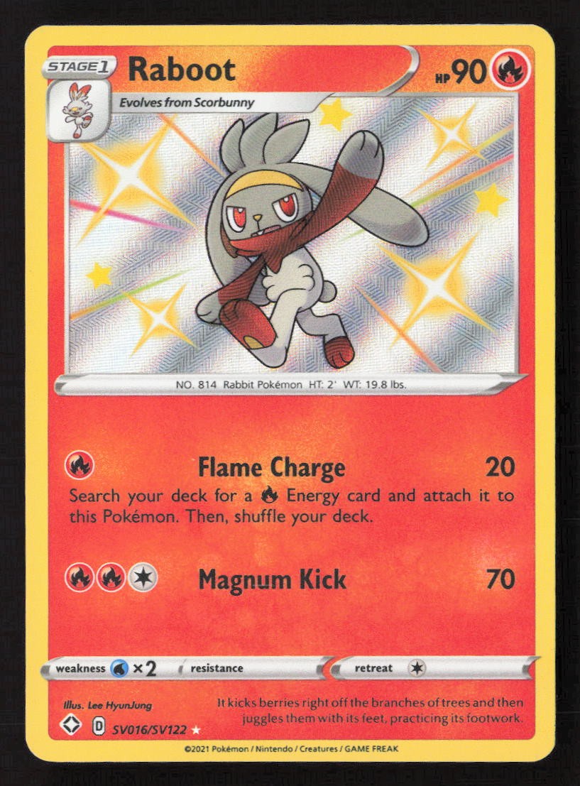 Raboot Shiny Holo Rare Shining Fates: Shiny Vault SV016/SV122 NM