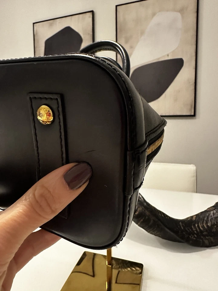 Louis Vuitton Alma Shoulder Bag BB Black Leather Flowers Print Epi - Image 3 of 4