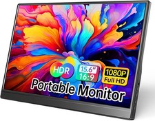 15.6" Portable Monitor FHD 1080P USB-C HDMI Slim IPS Travel Display
