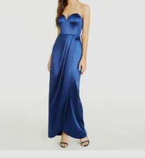 Teeze Me Junior Women's Solid Blue Strapless Satin Gown Dress Size 5/6