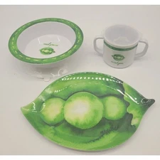 Pottery Barn Kids  Sweet Pea 3 Piece Set Sippy Cup Suction Bowl & Plate