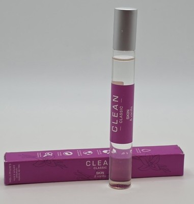 CLEAN CLASSIC Skin & Vanilla Eau De Toilette Rollerball 0.34 oz 10ml Travel NIB