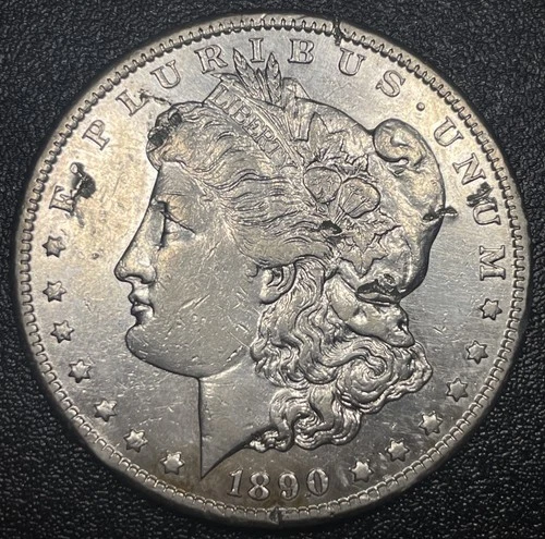 1890 CC Morgan Silver Dollar $1 AU Details Semi-Key Date Carson City