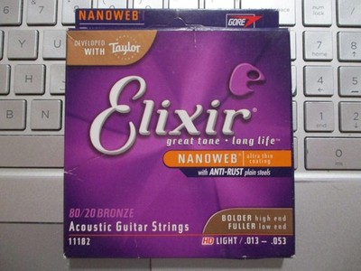 Elixir 11182 80/20 Bronze Nanoweb HD Light Acoustic Guitar Strings 13-53