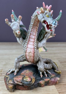 Summit Collection Dragon Figurine 1997 Standing Claw Green Gold Pink 6 