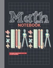 Math Notebook: 1/2 Inch Squares Large Graph Paper Notebook for Kids Grade -1 M