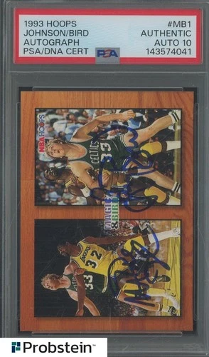 Magic Johnson Larry Bird HOF Signed 1993 Hoops #MB1 PSA/DNA 10 Dual AUTO
