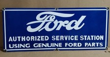 Ford Authorized Service Station Porcelain Enamel Sign 36 X 15 Inches 1 Side Ford Authorized Service Station Porcelain Enamel Sign 36 X 15 Inches 1 Side