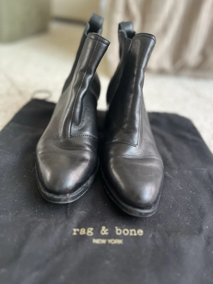 Rag & Bone Soft Leather Booties In Black Size: 36.5 (US 6.5) - Image 3 of 4