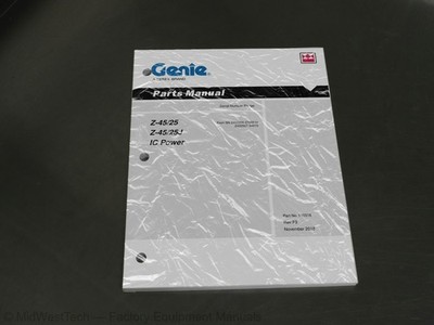Terex Genie Z-45/25, Z-45/25J, IC Power Articulated Boom Lift Parts Manual Book
