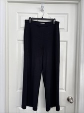 St. John Collection Black Santana Knit Pull on Pants Women s Size 10 Wide Leg