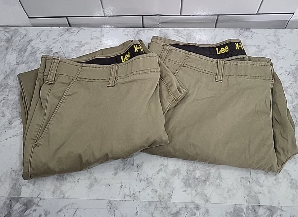 2 Lee Extreme  Mens Pants 42x30 Comfort Relaxed Fit Flat Front Chinos Chore Work - Image 2 of 4