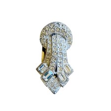 Flapper pin Fur Dress Clip VTG Antique Paste rhinestone Art Deco Jeweled 20s
