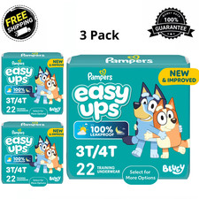  3 Pack Pampers Easy Ups Bluey Potty Training Pants Boys Size 3T-4T, 22 Count