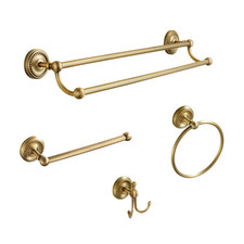 Toocust 4 Piece Antique Brass Gold Bathroom Accessories Set - 24 Towel Holder