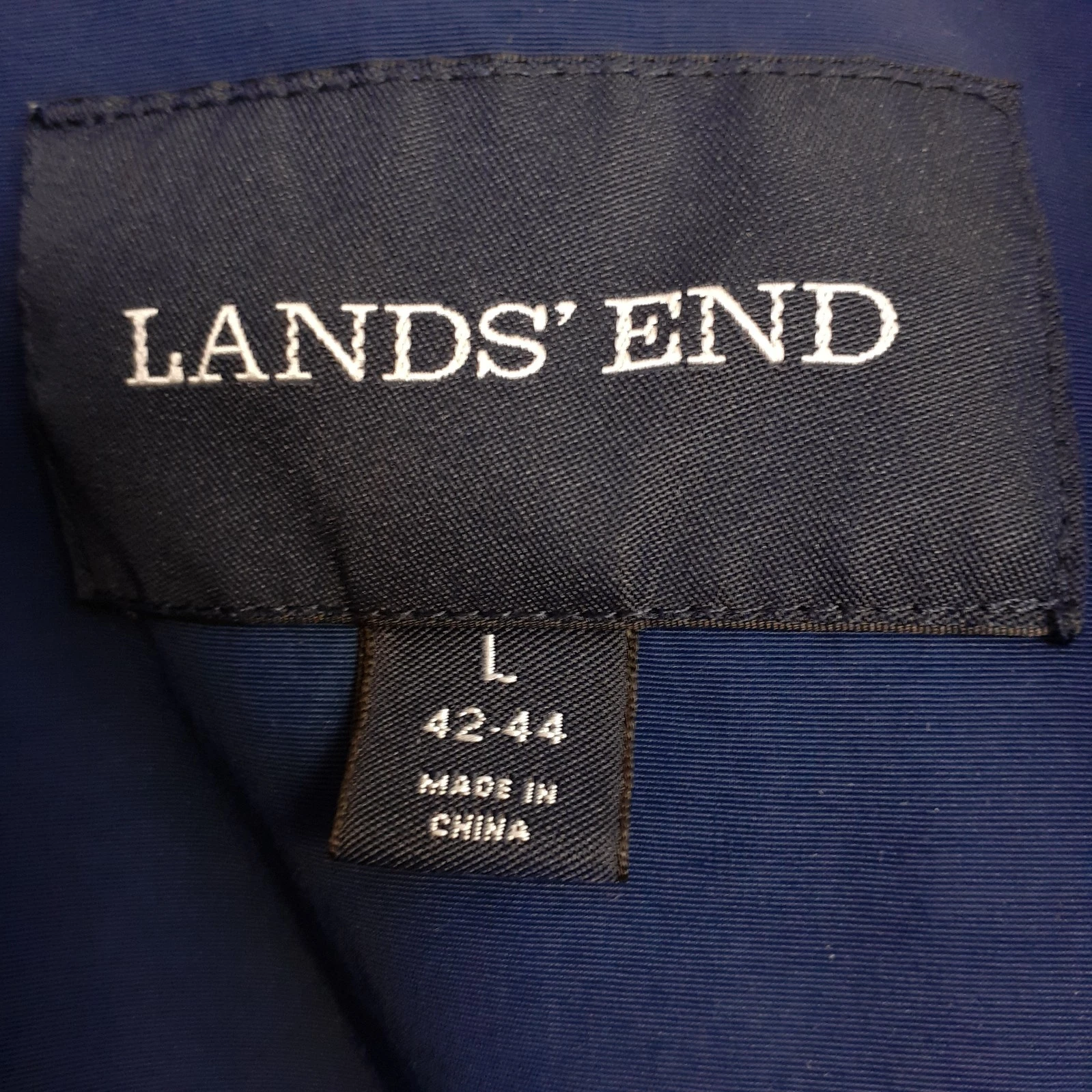 Lands' End Men's Zip Up Nylon Jacket with Mesh Lining & Hood Blue Size L (42-44) image 3