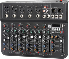 Console DJ Mixer 7 Canali Stereo Con FX Reverb Effetto Di Ritardo