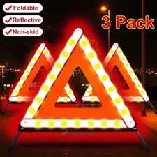 3X Car Emergency Warning Triangle Reflective Safety Roadside Kit DOT Approved