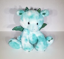 FAO Schwarz Glow Brights Teal Blue Dragon With Lights  Sounds Plush Toy 13" EUC