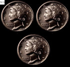1926+1926-D+1926-S Mercury Dime Lot ~ Borderline Uncirculated AU++ ~~ 90% Silver — photo 1