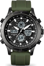 Watch for Men, Waterproof Big Dial Analog Digital Sport Multifunction LED Backli
